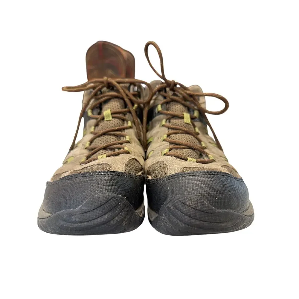 Merrell Men's 10.5 Outmost Mid Vent hiking boots gray green black suede Vibram